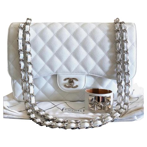 chanel classic white caviar